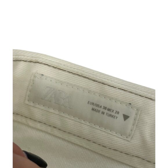 Zara Womens Jeans EU 38 US 6 Barrel-Leg White High-Waist Stretch 6045/051 NWT - Picture 4 of 16